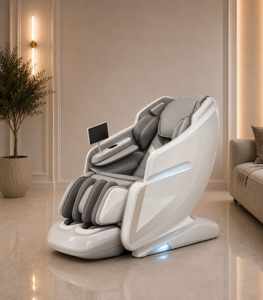 Leercon 988G White - Variantă albă luminoasă. Mecanism cu 4 role, șină SL 135 cm, 10 programe automate.