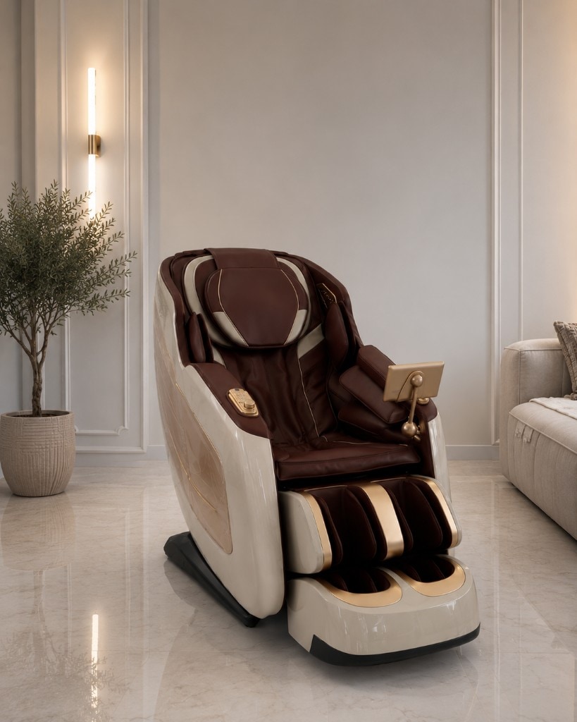 Leercon LEK-R9 — Model R9 cu design elegant maro. Mecanism SL, programe automate, perne de aer și încălzire.
