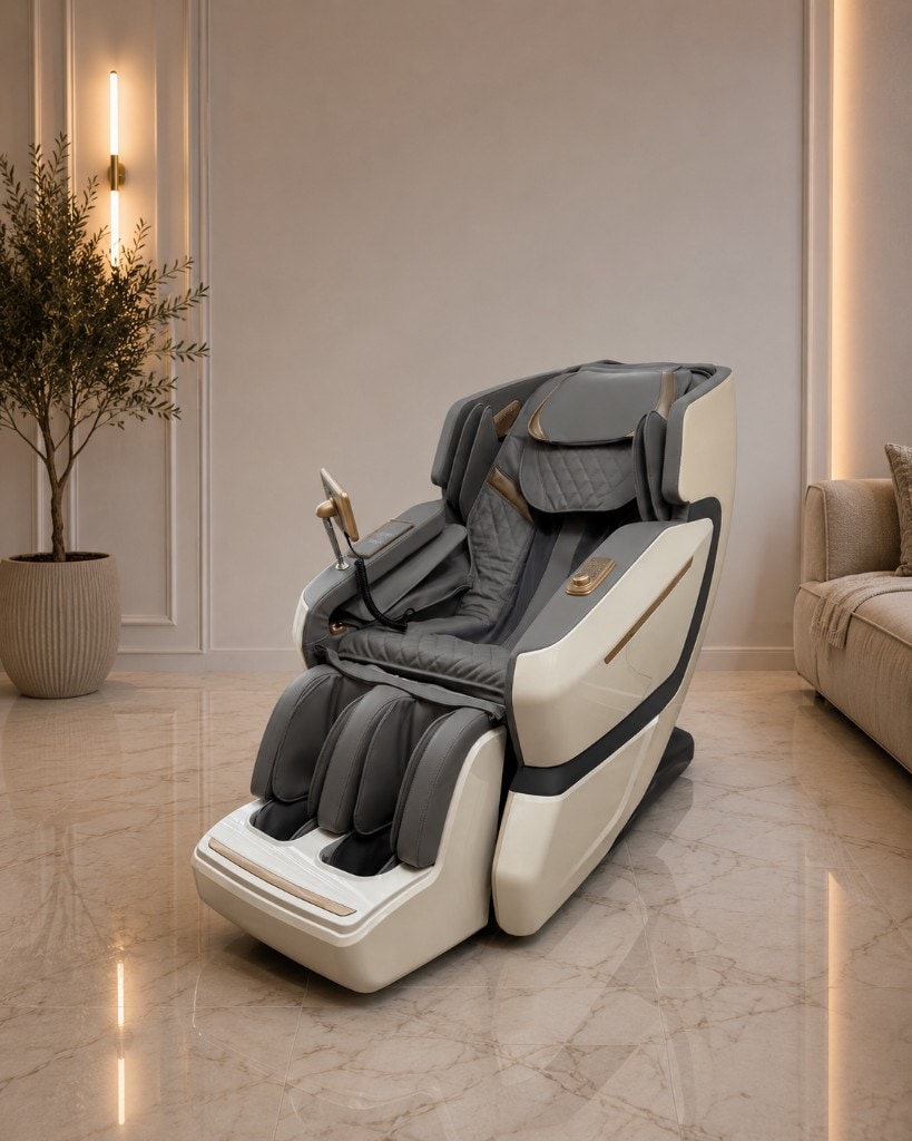 Leercon M5 White — Model recomandat în alb. Șină SL, 18 programe automate, încărcare wireless, control vocal.
